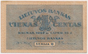Lithuania, 1 Centas 1922