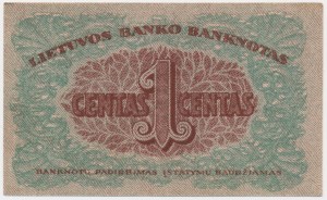 Lithuania, 1 Centas 1922