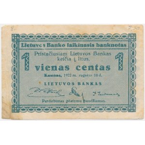 Lithuania, 1 Centas 1922