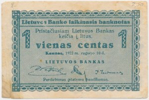 Lithuania, 1 Centas 1922