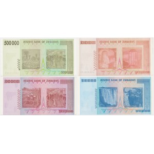 Zimbabwe, lot 500.000-10 trylions Dollars 2008 (4 pcs.)
