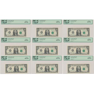 USA, 1 dolar 2001 - PCGS 65-66 PPQ (9 szt.) - kolejne numery