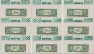 USA, $1 2001 - PCGS 65-66 PPQ (9 pièces) - numéros consécutifs