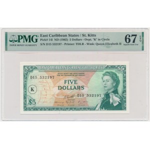 East Caribbean, 5 Dollars (1965) - PMG 67 EPQ