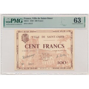 France, Ville de Saint-Omer, 100 Francs 1940 - PMG 63