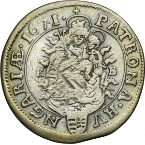 Hungary, Leopold I, 6 Kreuzer Kremnitz 1671 KB
