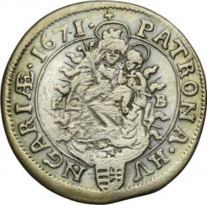 Hungary, Leopold I, 6 Kreuzer Kremnitz 1671 KB
