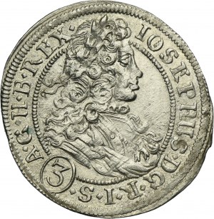 Silesia, Habsburg rule, Joseph I, 3 Kreuzer Brieg 1706 CB