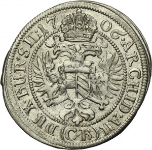 Silesia, Habsburg rule, Joseph I, 3 Kreuzer Brieg 1706 CB
