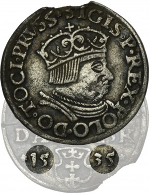 Sigismund I Old, Trojak Danzig 1535 - VERY RARE
