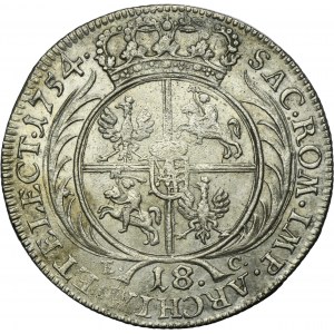 Augustus III of Poland, 18 Groschen Leipzig 1754 EC