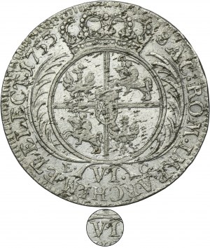 Augustus III of Poland, 6 Groschen Leipzig 1753 - RARE, denomination VI
