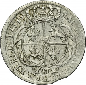 Augustus III of Poland, 6 Groschen Leipzig 1755 EC - RARE