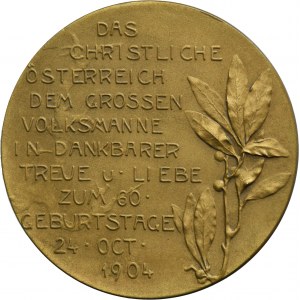 Austria, Medal 60th Birthday of Dr. Karl Lueger 1904