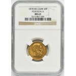 Belgium, Leopold II, 20 Francs Brussels 1878 - NGC MS63