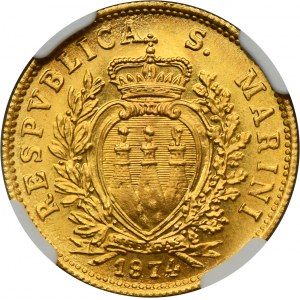 San Marino, 2 Scudo Rome 1974 - NGC MS66