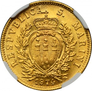 San Marino, 2 Scudo Rome 1974 - NGC MS66