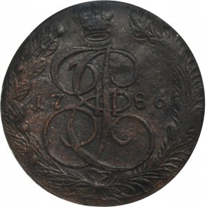 Russia, Catherine II, 5 Kopeck Jekaterinburg 1786 EM - PCGS AU58