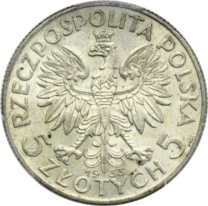 Head of a Woman, 5 gold Warsaw 1933 - PCGS AU58