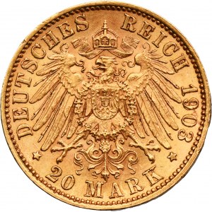 Germany, Kingdom of Saxony, Georg I, 20 Mark Muldenhütten 1903 E - RARE