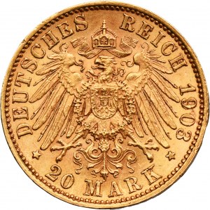 Germany, Kingdom of Saxony, Georg I, 20 Mark Muldenhütten 1903 E - RARE