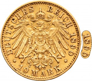 Germany, City of Hamburg, 10 Mark 1890 J - RARE