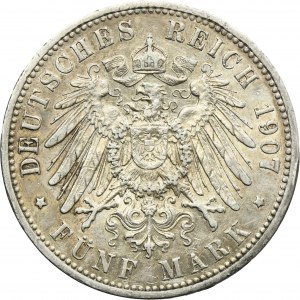 Germany, Prussia Kingdom, Wilhelm II, 5 Mark Berlin 1907 A