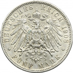 Germany, Bavaria, Otto, 5 Mark Munich 1908 D