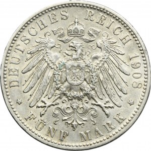Germany, Bavaria, Otto, 5 Mark Munich 1908 D