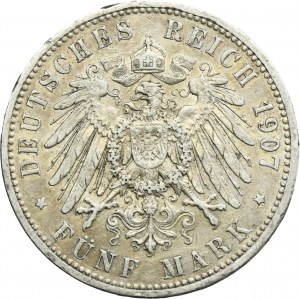 Germany, Prussia Kingdom, Wilhelm II, 5 Mark Berlin 1907 A