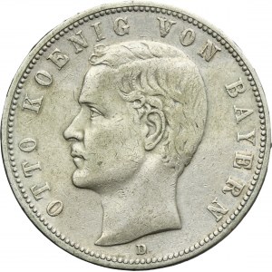 Germany, Kingdom of Bavaria, Otto, 5 Mark Munich 1907 D