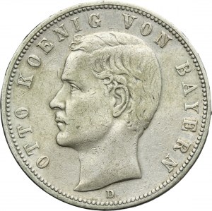 Germany, Kingdom of Bavaria, Otto, 5 Mark Munich 1907 D