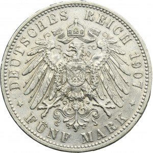 Germany, Kingdom of Bavaria, Otto, 5 Mark Munich 1907 D