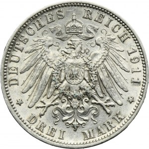 Germany, Kingdom of Bavaria, Otto, 3 Mark Munich 1911 D
