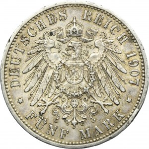 Germany, Prussia Kingdom, Wilhelm II, 5 Mark Berlin 1907 A