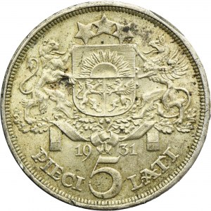 Latvia, Republic of Latvia, 5 Lati 1931