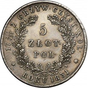 November Uprising, 5 zloty Warsaw 1831 KG