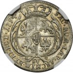 Augustus III of Poland, 6 Groschen Leipzig 1754 EC - RARE, error IV in denomination - NGC AU DETAILS