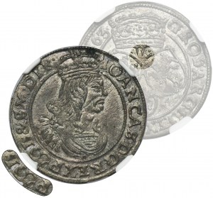 John II Casimir, 6 Groschen Bromberg 1663 AT - NGC AU DETAILS