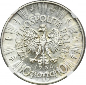 Pilsudski, 10 gold 1936 - NGC AU58