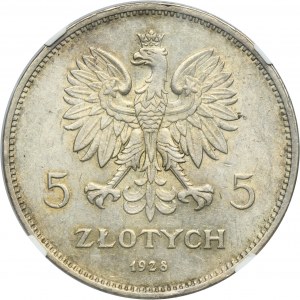 Nike, 5 gold Brussels 1928 - NGC AU55