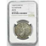 Nike, 5 złotych Bruksela 1928 - NGC AU55