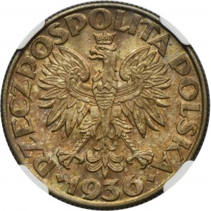 Żaglowiec, 2 złote 1936 - NGC MS62