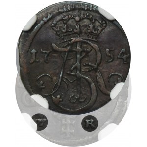 Augustus III of Poland, Schilling Danzig 1754 WR - RARE - NGC AU53