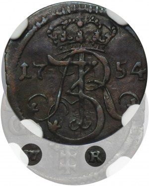 Augustus III of Poland, Schilling Danzig 1754 WR - RARE - NGC AU53