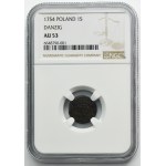 Augustus III of Poland, Schilling Danzig 1754 WR - RARE - NGC AU53