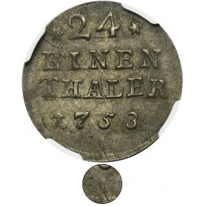 Augustus III of Poland, 1/24 Thaler Dresden or Leipzig 1753 - without mintmark - NGC AU58 - RARE