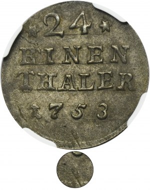 Augustus III of Poland, 1/24 Thaler Dresden or Leipzig 1753 - without mintmark - NGC AU58 - RARE