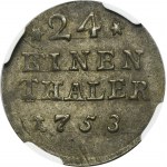 Augustus III of Poland, 1/24 Thaler Dresden or Leipzig 1753 - without mintmark - NGC AU58 - RARE