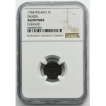 August III Sas, Szeląg Gdańsk 1754 WR - RZADKI - NGC AU DETAILS